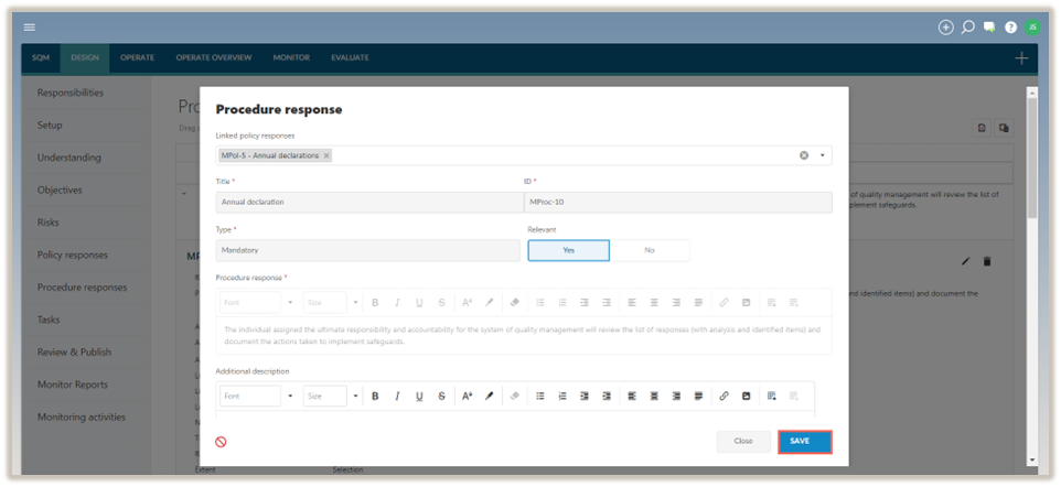 Een procedurerespons opslaan.